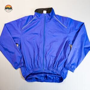 Canari Cycling Windbreaker Jacket Blue Full-Zip Lightweight Reflective Mens Sz L